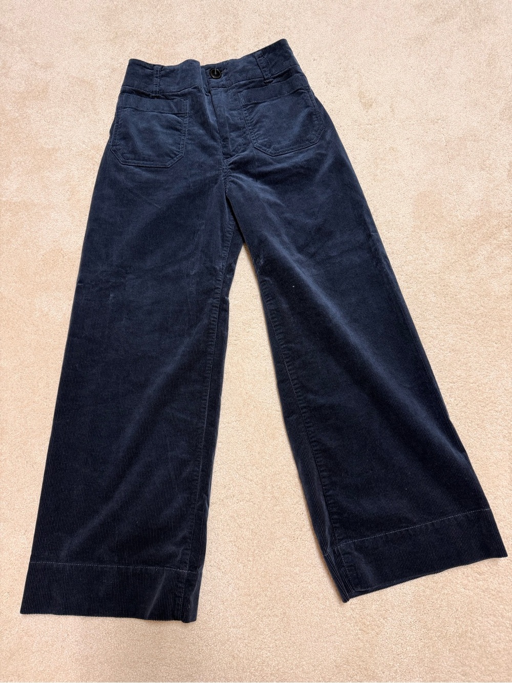 Maeve Wide-Leg Corduroy Pants in Navy